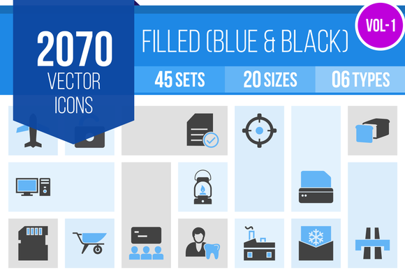 2070 Vector Blue Black Icons