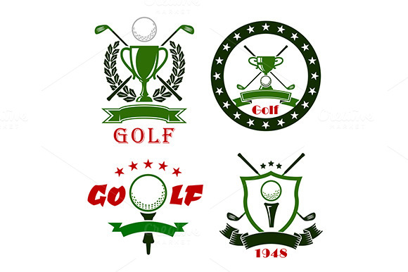 Golf Game Symbols With Sport Items Golf Game Symbols With Sport Items