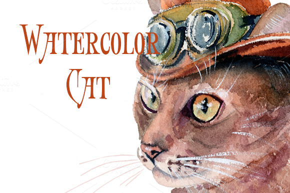 T-shirt Graphics Watercolor Cat