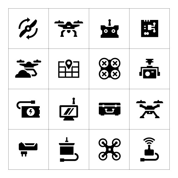 Set Icons Of Quadrocopter And Drone Set Icons Of Quadrocopter And Drone