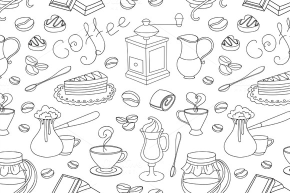 Doodle Pattern Coffee Doodle Pattern Coffee