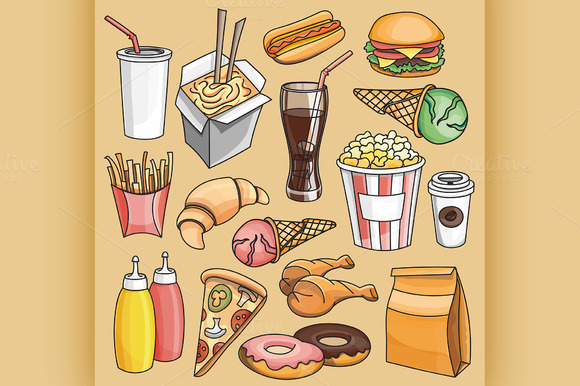 Doodle Vector Fast Food Doodle Vector Fast Food