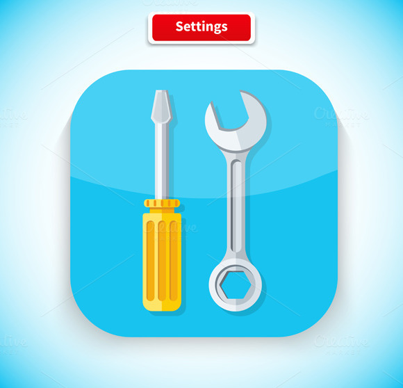 Setting App Icon Flat Style Design Setting App Icon Flat Style Design