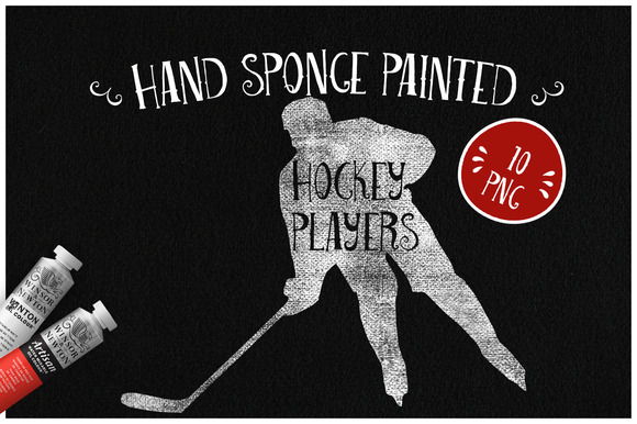 Sponge Painted Hockey Players Sponge Painted Hockey Players