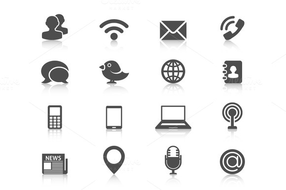 Communication Icons With Reflection Communication Icons With Reflection