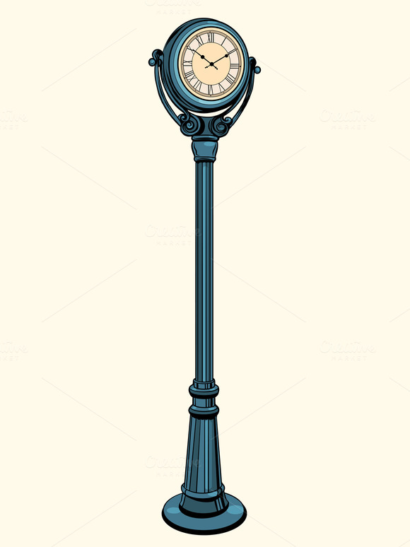 Street Clock With Arrows On The Dial Street Clock With Arrows On The Dial