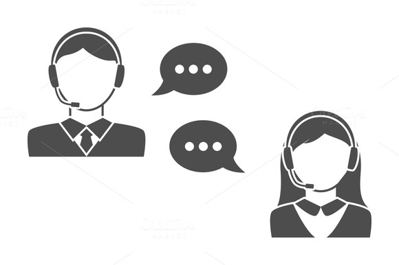Male And Female Call Center Icons Male And Female Call Center Icons