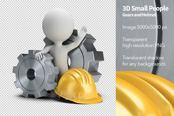 3D Small People Gears And Helmet 3D Small People Gears And Helmet