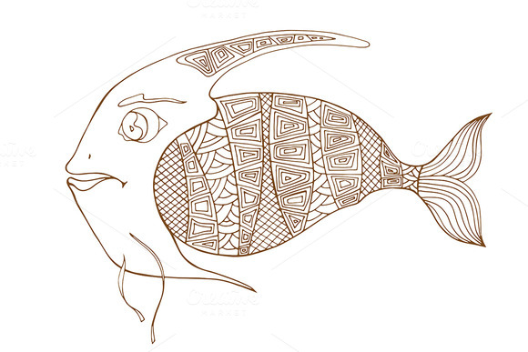 Tangle Patterns Stylized Fish