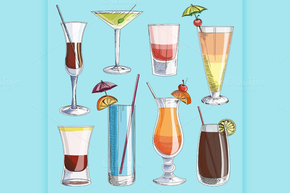 Doodle Vector Cocktails