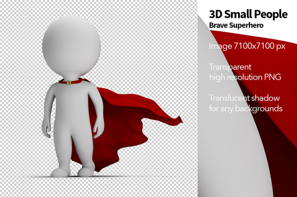 3D Small People Brave Superhero