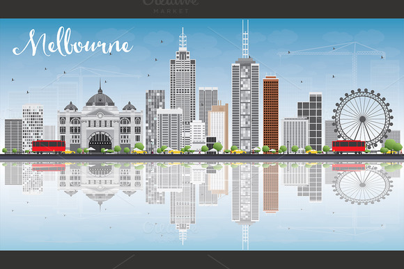 Melbourne Skyline With Buildings Melbourne Skyline With Buildings