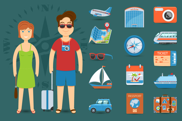 Vacation And Travel Flat Icons Set
