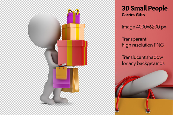 3D Small People Carries Gifts 3D Small People Carries Gifts