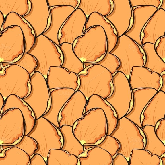 Seamless Pattern Rose Petals Sketch Seamless Pattern Rose Petals Sketch