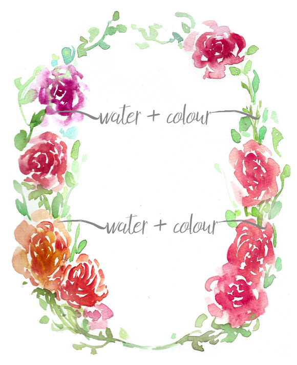 Watercolor Roses Wreath