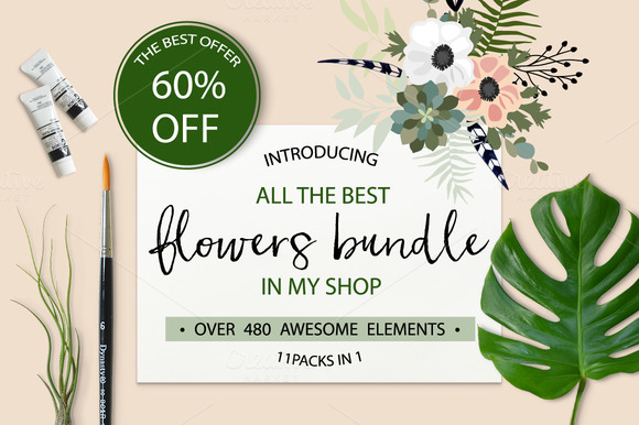60%OFF Flowers Bundle 480 Elements 60%OFF Flowers Bundle 480 Elements