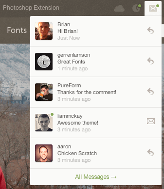 User Menu - Messages