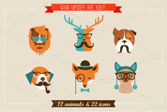 Hipster Animals and Icons by Marish