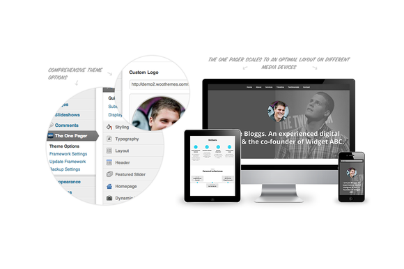 The One Pager WordPress Theme by WooThemes