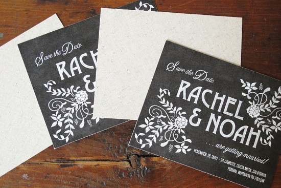 Chalkboard Script Save the Date Stamps - Luxury Wedding Invites