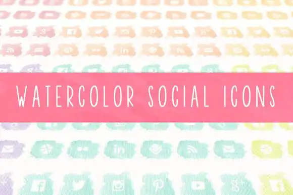 Watercolor Social Icons by The Pixelista