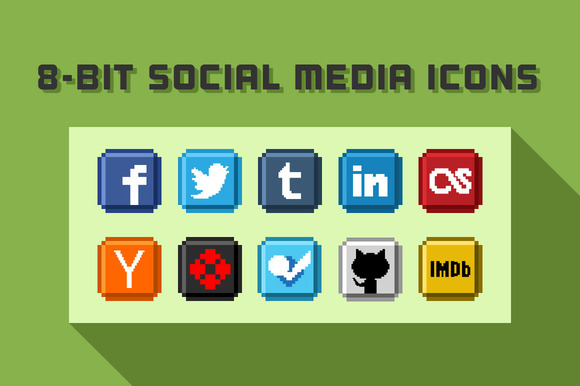 8-bit Social Media Icons by little pxl