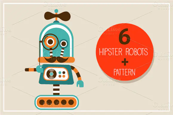 Hipster Robots and Pattern by Marish
