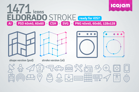 1471 icons in Eldorado Stroke set