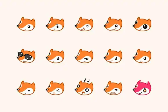 Fox set of icons emoticons