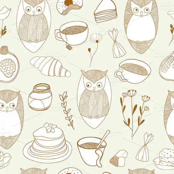 Owls tea party pattern