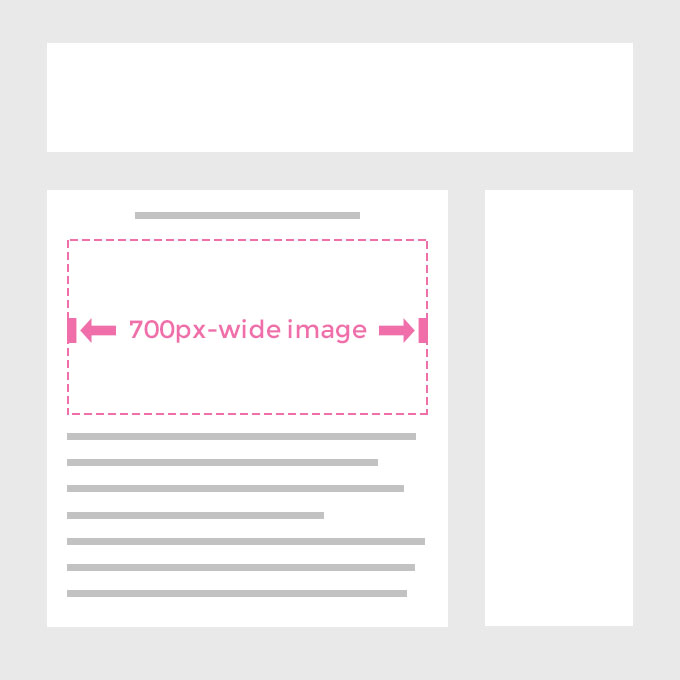 Blog wireframe to show content width for uploading retina images