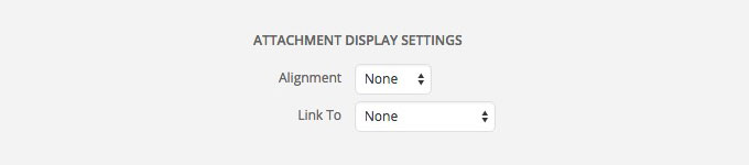wordpress display attachment settings link to none