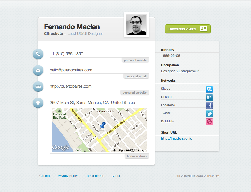 VCard Profile by Fernando Maclen