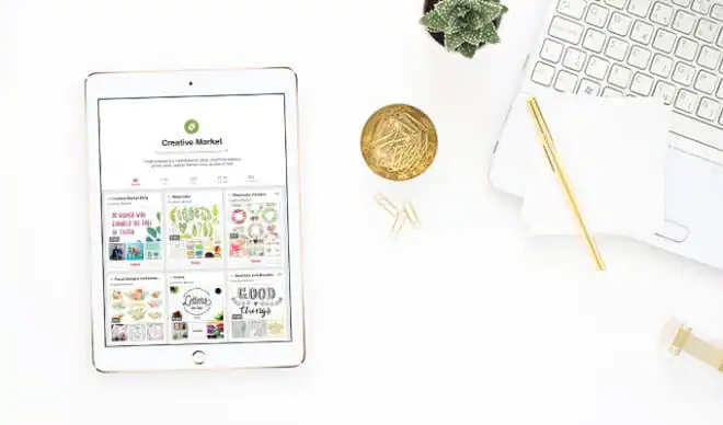 Follow Creative Market on Pinterest and Get 15% Off