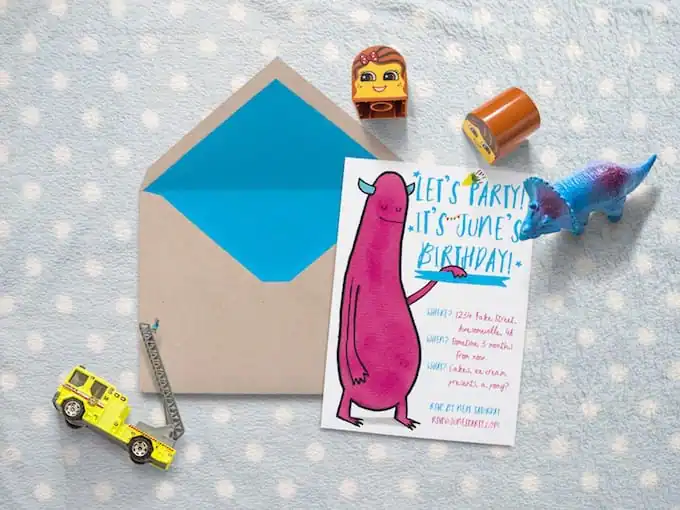 hand drawn birthday invitation 