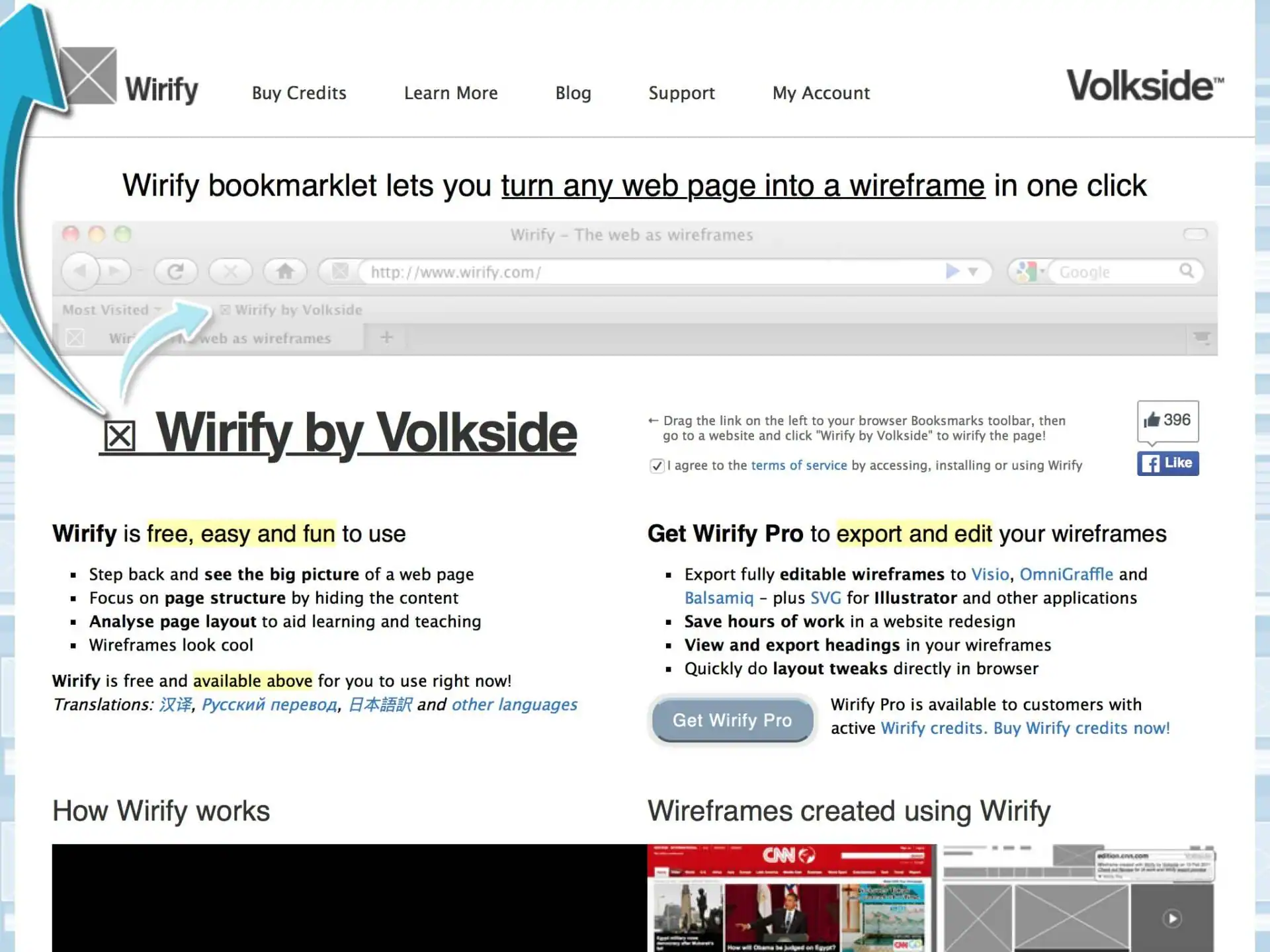 Wirify is a bookmarklet that lets you turn any web page into a wireframe in one click. Wirify is free, easy and fun to use. Wirify Pro lets you export and edit your wireframes.