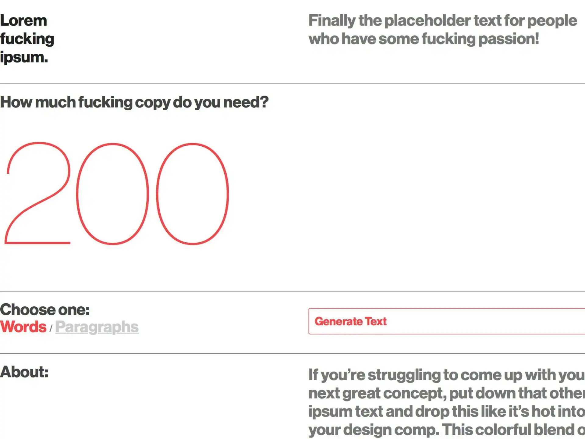 Lorem fucking ipsum: A Good Fucking Design Advice Service.