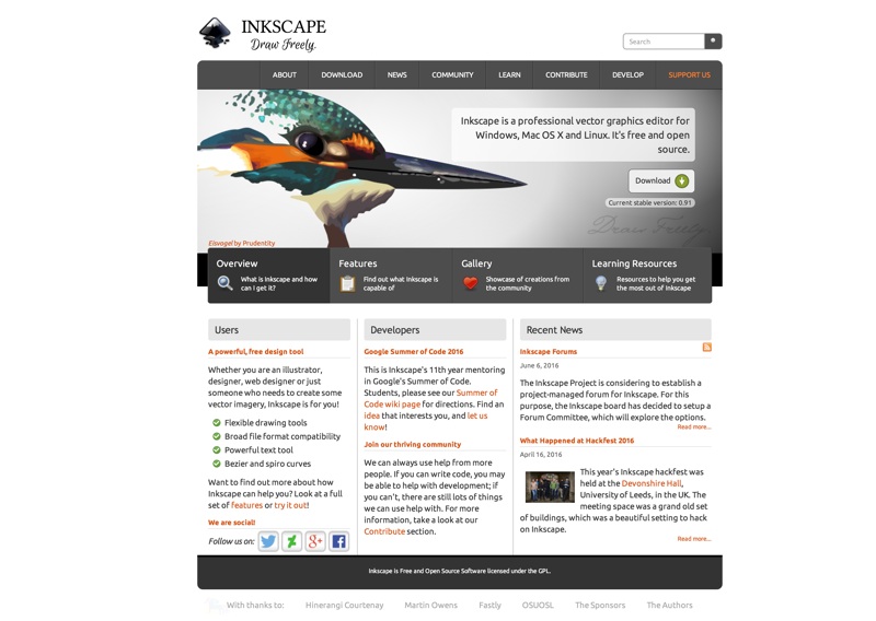Inkscape is professional quality vector graphics software which runs on Linux, Mac OS X and Windows desktop computers.
