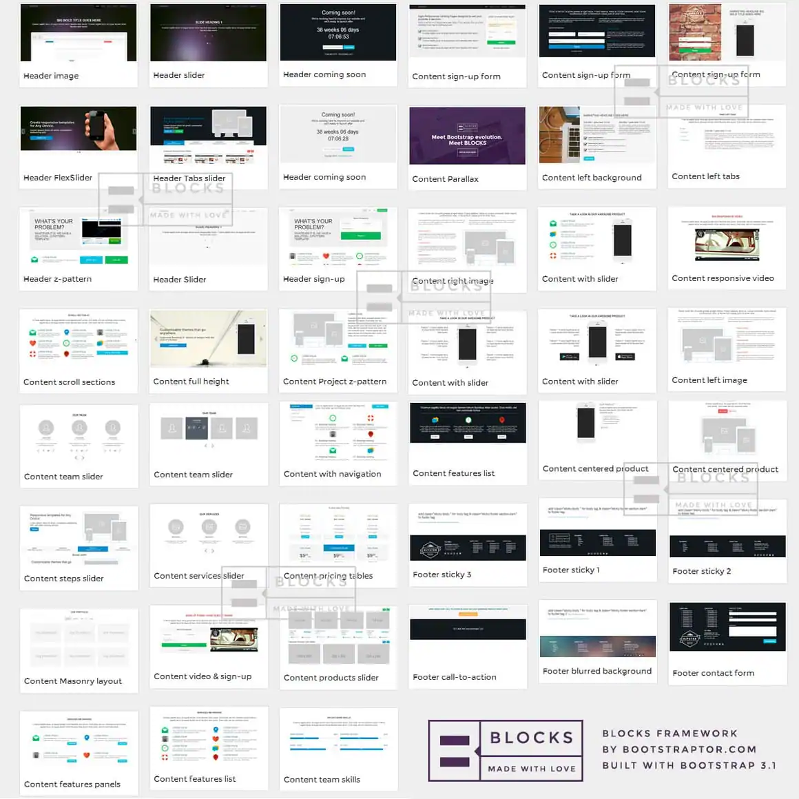 Bootstrap 3 Evo BLOCKS framework