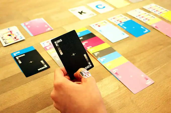 CMYK playing cards laid out