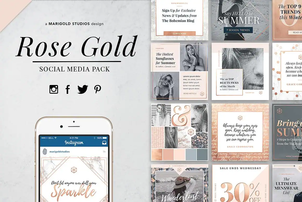 Rose Gold Social Media Pack