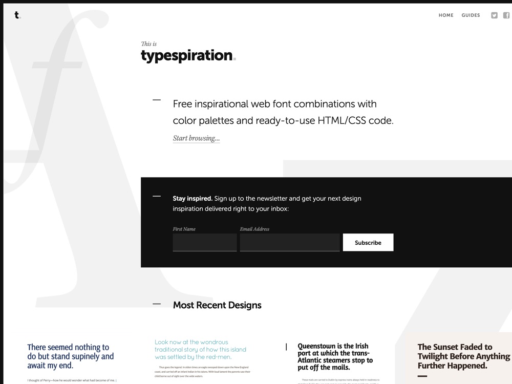 A showcase of web typography designs with ready-to-use CSS codes.