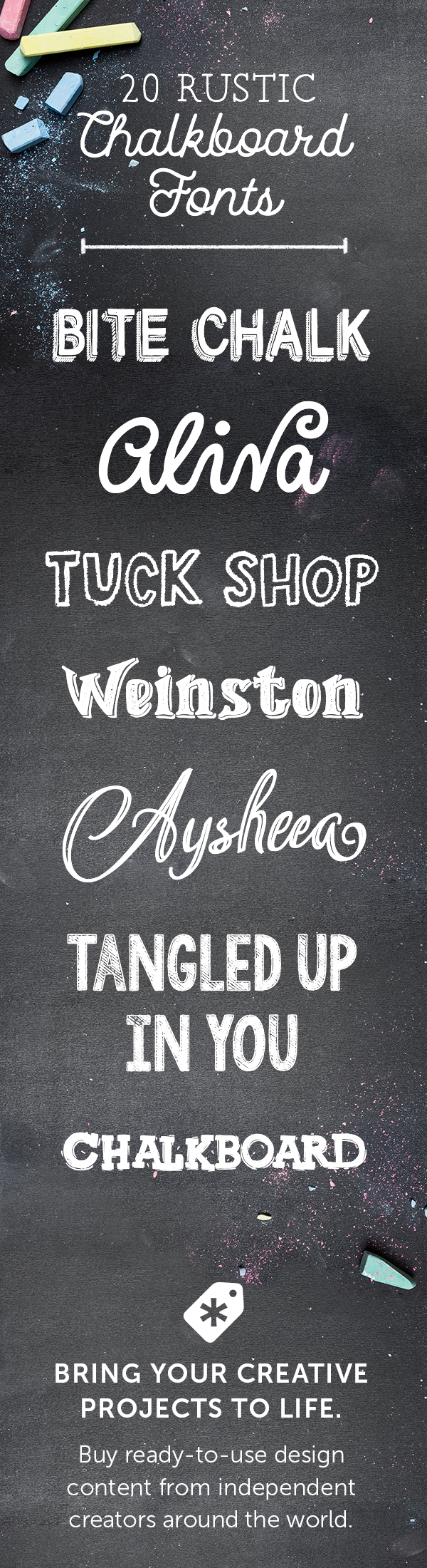 20 Rustic Chalkboard Fonts To Add To Your Collection Creative Market Blog   20 Chalkboard Fonts Pin 