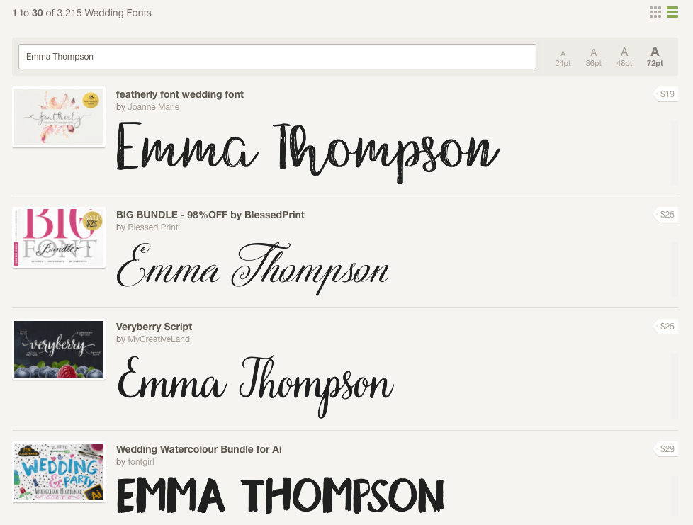 Wedding Fonts Previewer