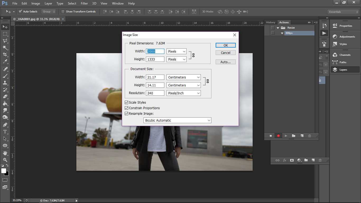 batch resize images photoshop