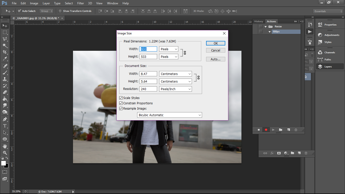 how to shrink an image in photoshop