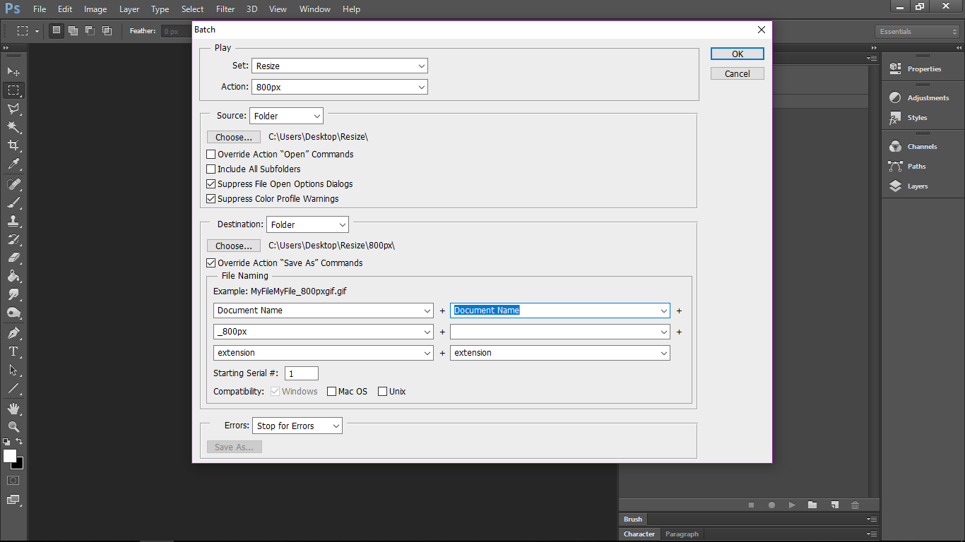 batch image resizer photoshop