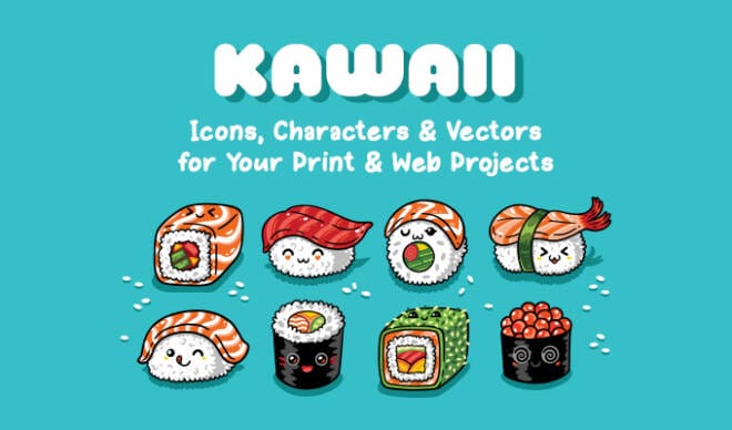 Kawaii Icons, Characters & Vectors for Your Print & Web Projects