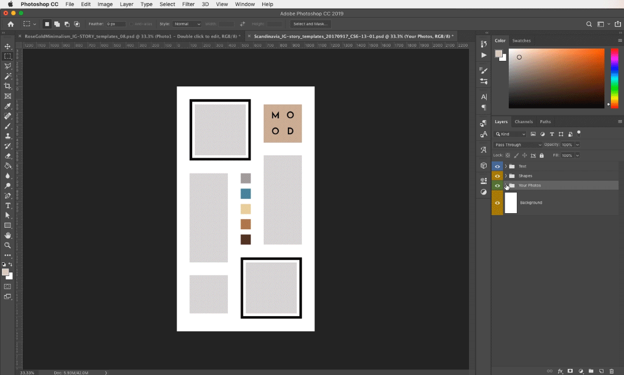 Add photos to your collage template